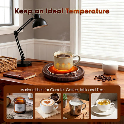 Coffee Mug Warmer - Large Candle Warmer Plate, 2-Temp Setting (131℉ & 113℉) & Fast Heating, Elegant Desk Warmer for Coffee/Tea/Milk/Candle, Ideal Office Home Gift (Black)