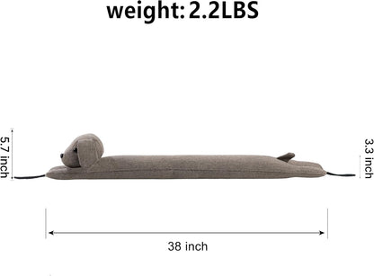habibee Door Draft Stopper, Weighted Noise Blocker 38 in Coffee Dog | Robust Herringbone Fabric, Weighted Sandbags, Bouncy Cotton Filling, Blocks Light & Dust, Tool-free Setup, Animal Home Decor