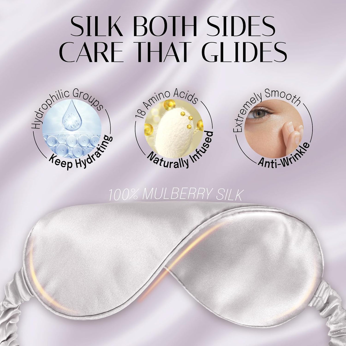 OLESILK 100% Mulberry Silk Sleep Mask for Women - Zero-Pressure Blackout