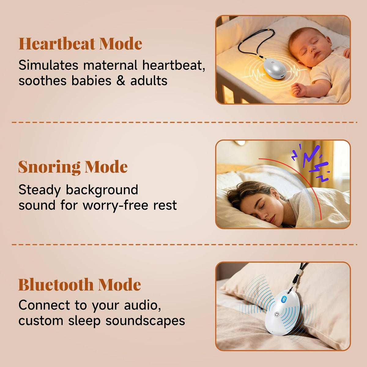 Portable White Noise Machine & Sound Relaxation Device: Vagus Nerve Support with Vibrations for Sleep & Daily Stress Relief for Kids, Adults - Sensory Calming Device for Bedroom, Office