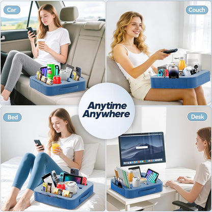 Couch Cup Holder Pillow, Sofa and Bed Caddy for iPad, Kindle, Switch, Game Controller, Remotes, Phones, Small-Sized Cup & Drink Holder for Couch, Bed, Desk, Car, Beach, Bathroom Cup Holder