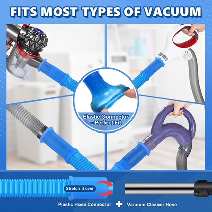 Sealegend 5Pack Dryer Vent Cleaner Kit Vacuum Hose Attachment & Brush Blue | Whistle-Free Hose | Universal Connector Fits Most Vacuums | 4 Brushes for Dryer Vents, Refrigerator Coils, Drains & Sinks
