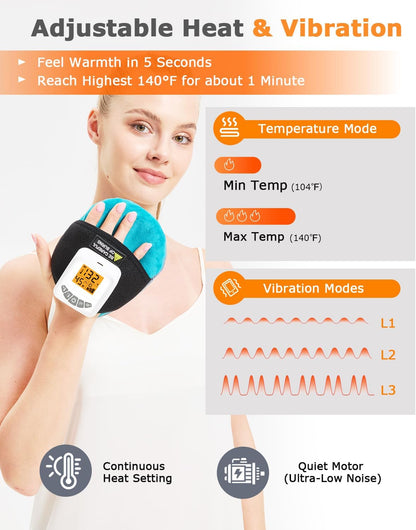 Cordless Leg Massager for Circulation and Pain Relief - 5000mAh Portable Heating Pad for Leg and Calf with 3-Level Vibration Massage, 104-140℉ Adjustable Temperature & 30/45/60 Min Timer