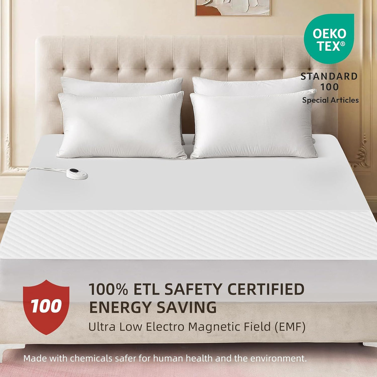 Bwarm Waterproof Heated Mattress Pad Foot Queen, 9 Heat Settings