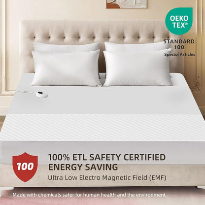 Bwarm Waterproof Heated Mattress Pad Foot Queen, 9 Heat Settings