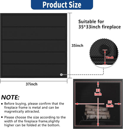 36"x24" Fireplace Cover, Magnetic Fireplace Blocker Blanket Stop Heat Loss | Indoor Fireplace Draft Stopper Save Energy, Magnetic Fireplace Draft Cover for Iron Fireplace Frame