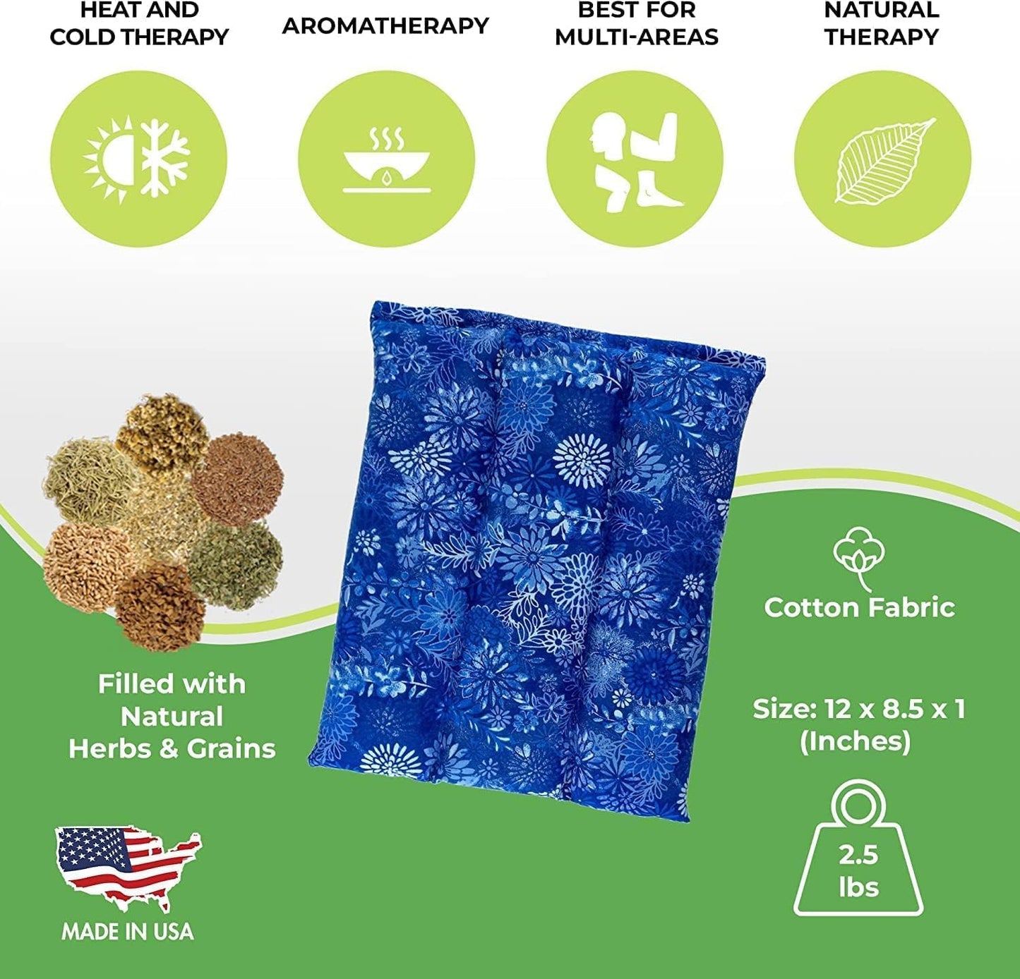 Nature Creation Microwaveable Herbal Heating Pad for Lumbar - Soothing Hot & Cold Therapy Pack for Lower Back- Soothing Relaxation, Warmth and Comfort - Happy Hearts