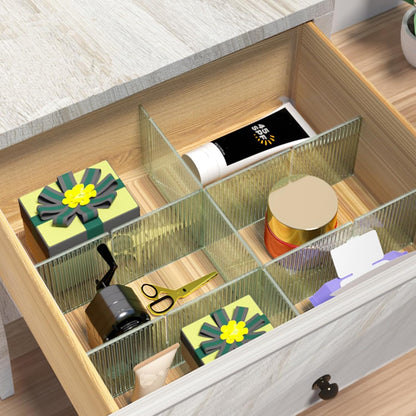 Onerbuy 8pcs Adjustable Grid Drawer Dividers DIY Plastic Closet Separator Tidy Organizer Container 32.5 * 7cm/ 12.8 * 2.8inch for Underwear Socks Belt Office Supplies(Transparent White)