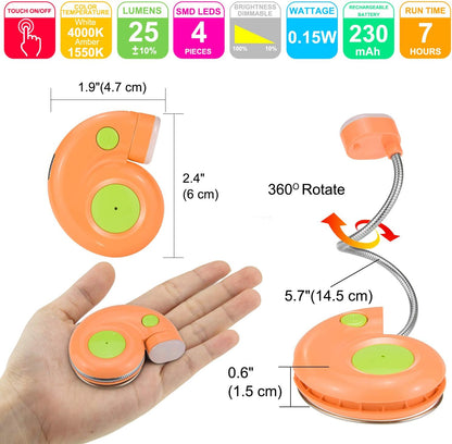 Kids Rechargeable Book Light, Clip on Reading Light for Kid, Kids Reading Lights, Amber Book Light for Reading in Bed, 2 Lighting Modes, Blue Light Blocking, Bookmark Light for Bookworms-Green