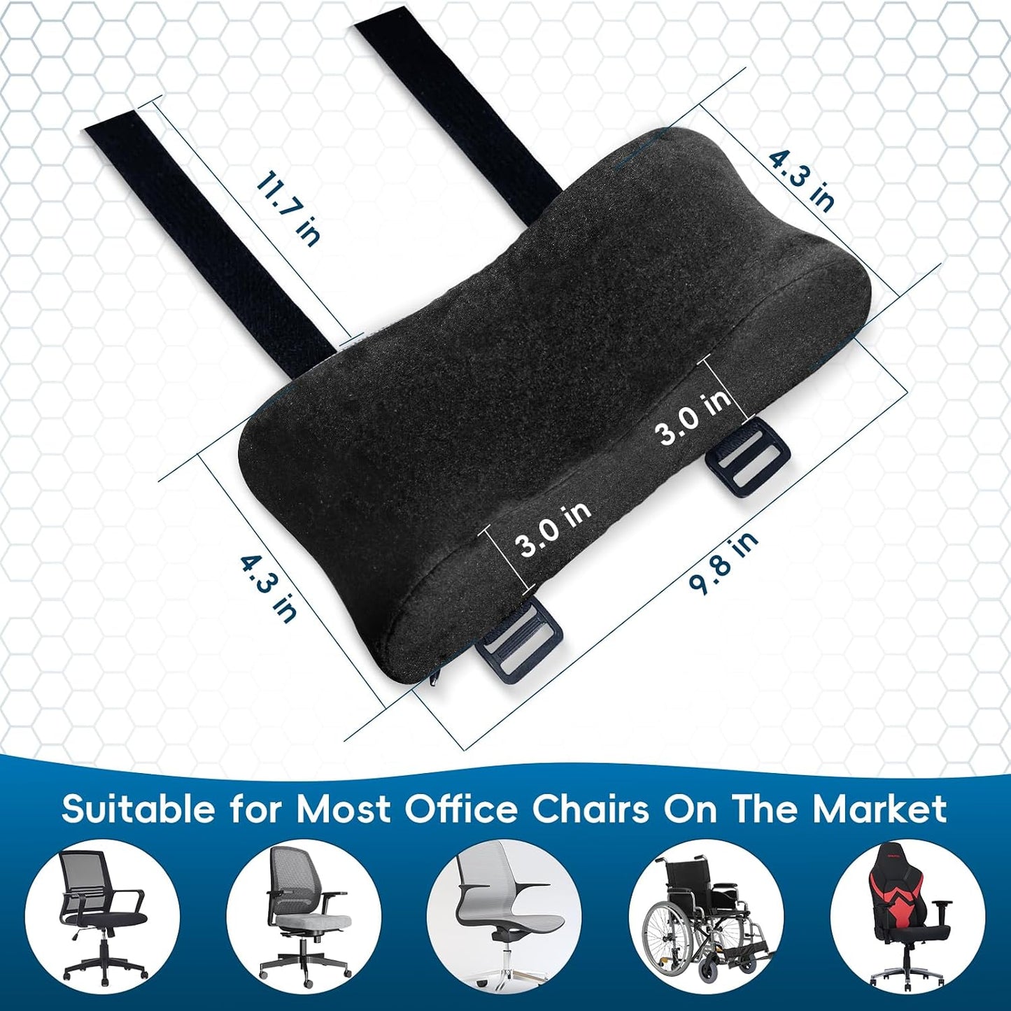 Cooling Gel Armrest Pads,Thick Memory Foam Elbow Pillow for Desk & Gaming Chairs Ergonomic Forearm Support for Pressure Relief,Universal Adjustable Cushion for Work from Home (Set of 2) (Black)