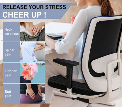 Gel Seat Cushion for Long Sitting - 1.65inch Double Thick Cooling Egg Cushion for Back, Hip, Sciatica, Coccyx, Tailbone Pain Relief - Office Chair Car Seat Cushion – Wheelchair Cushions