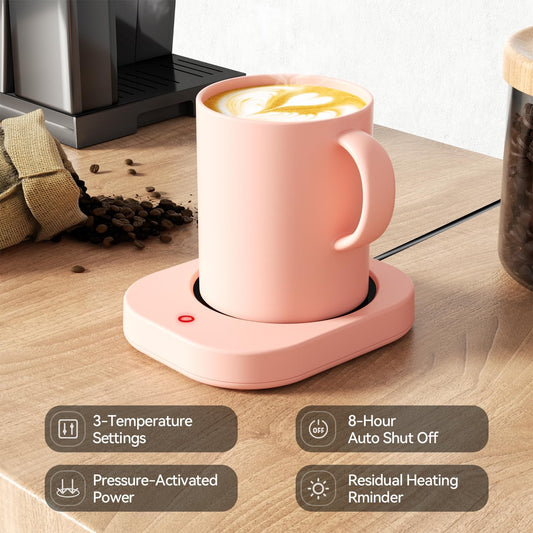 Enhanced Candle Wax Melt Warmer for Jar Candles, Safely Releases Scents Without Flame, Coffee Mug Warmer for Desk, Gravity-Induction Auto Shut Off, Electric Self Heated Plate for Heating Milk Tea