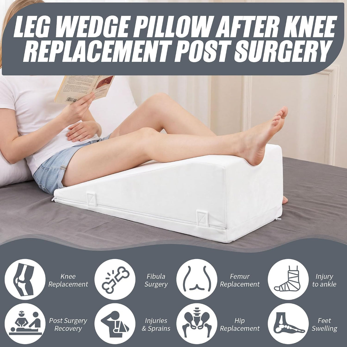 ROYALAY Leg Elevation Pillows for After Surgery, Adjustable Height Knee Surgery Recovery Equipment, Knee Replacement Recovery Aids for Hip Ankle Pain Relief Patent Pending