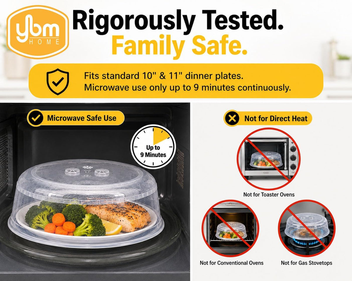 YBM HOME Microwave Splatter Cover Keeps Your Microwave Spotless During Food Heating, Anti-Splatter Plate Lid Cover, BPA Free and Dishwasher Safe (1, 2.5x10x9)