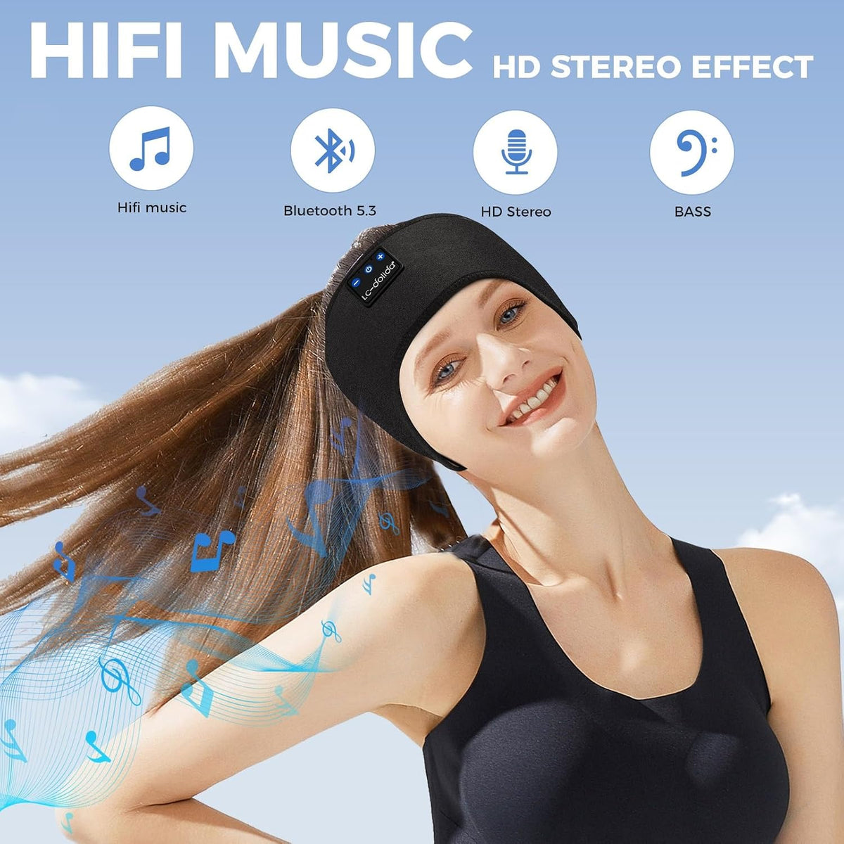 LC-dolida Sleep Headphones Bluetooth 5.4, Headband Headphones Earphones Wireless, Sleep Mask for Gifts,Workout,Jogging,Yoga(Purple)