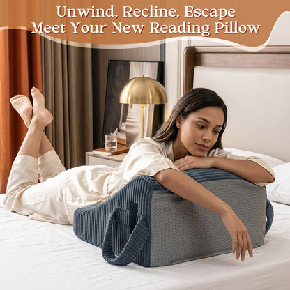 Reading Pillow/Backrest Pillow with Arms, Cup Holder & Phone Pocket