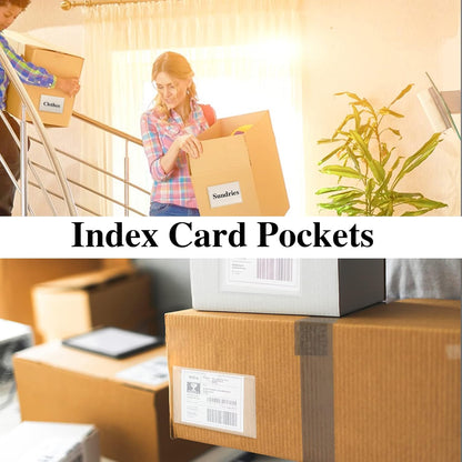 36 Pack 3" x 5" Adhesive Index Card Holders Clear PVC Label Holders | Top-loading label pockets, removable adhesive, clear PVC, for bins, shelves, totes, library and office use
