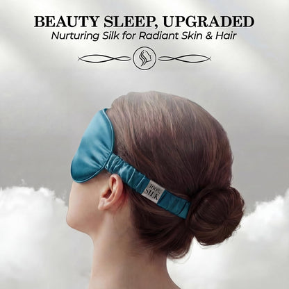 SLEEP SANCTUARY 100% Pure Mulberry Silk Sleep Mask - 22 Momme Light Blocking 3D Contour Silk Eye Mask for Sleeping - Secure Fit for Side Sleepers, Women & Men - Cloud Soft (Misty Blue)