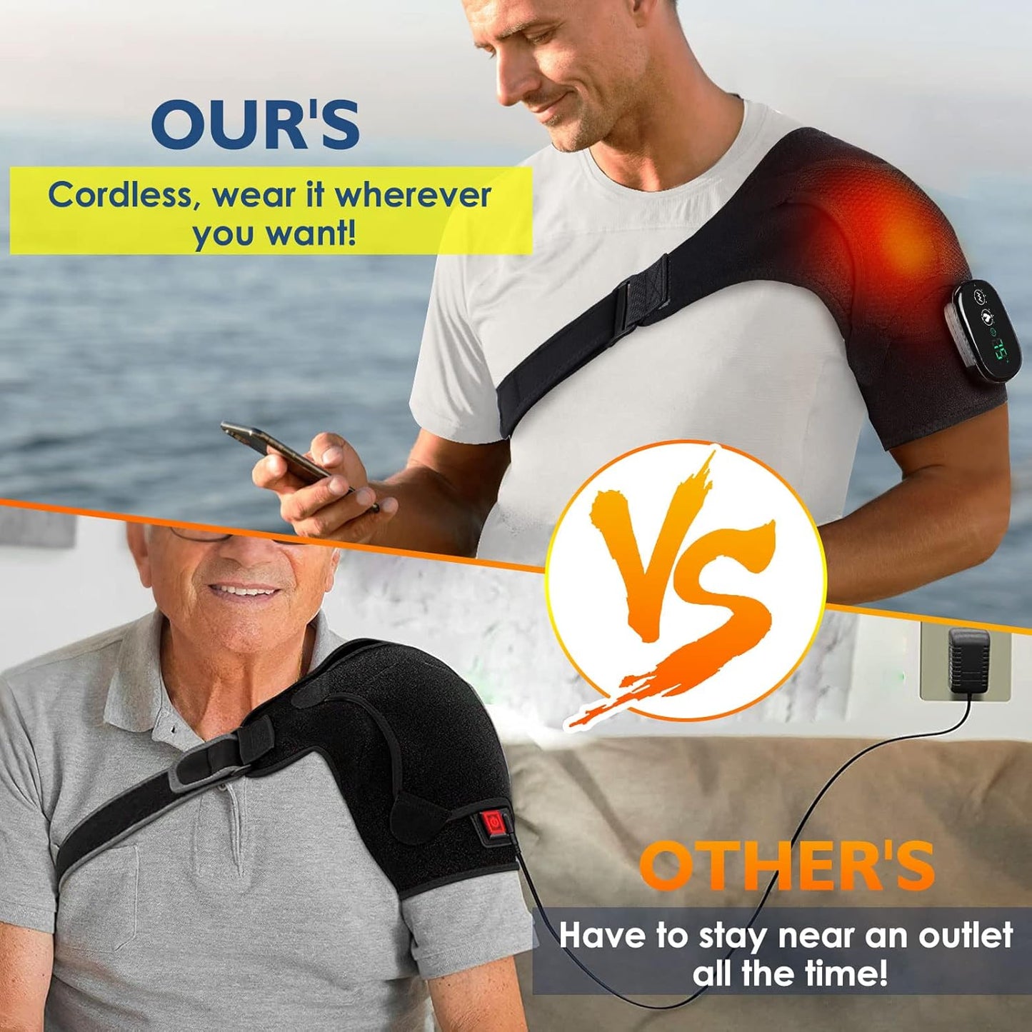 Cordless Shoulder Heating Pad with Massage, FSA Eligible Items List, Heated Shoulder Wrap Massager for Pain, Rotator Cuff Heating Pad HSA Approved Products Only