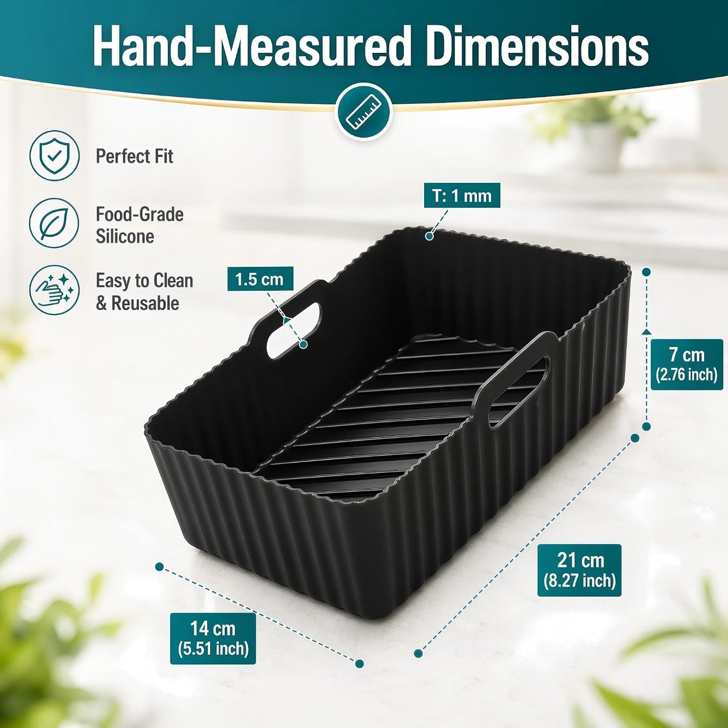 Szyeequoo Silicone Air Fryer Liners 2 Pack for Ninja Dual Zone, 1 Perforated and 1 Solid, Rectangle Reusable Liners for DZ201 DZ401 DZ550 DZ302, COSORI 9QT Instant Chefman Dual Basket Air Fryers