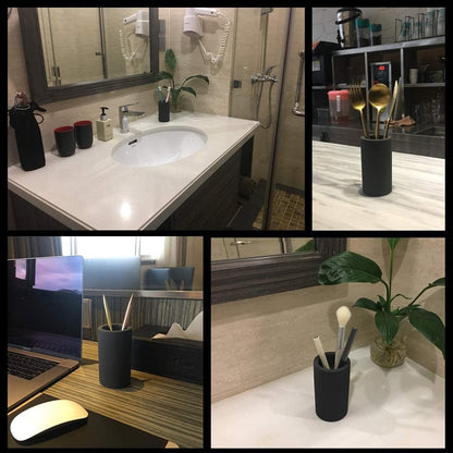 Fast-Drying Diatomite Toothbrush Holder - Bathroom Countertop Organizer Stand for Toothpaste, Makeup Brushes, Razors & Accessories (Dark Grey)