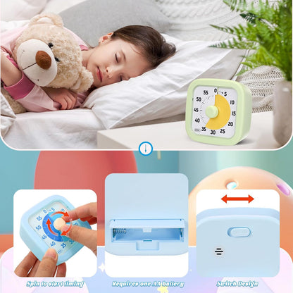AmazingSpark 2 Pack Visual Timer 60 Minute Countdown Timer Colored Countdown Clock for Homeschool Supplies Study Tool, Classroom Home Office Time Management Tool (Classic,Blue,Green)