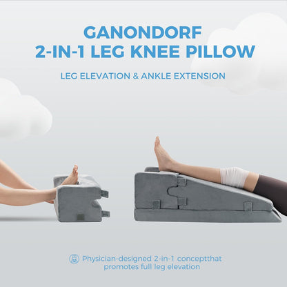 Leg Elevation Pillow for Sleeping, Foam Wedge Pillow Set for After Surgery, Knee Pillow for Side Sleepers, Elevating Leg Rest Cushion for Knee Replacement, Swelling, Back Pain & Circulation Support