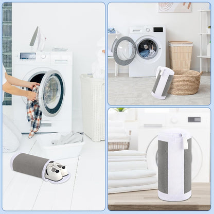 2 PCS Shoe Washing Machine Bags for Washer and Dryer, Grey + White | Reusable Laundry Shoe Bag, Hands Free, Hidden Self-locking Zipper, 360° Deep Cleaning, For Sneakers and All Shoes Types