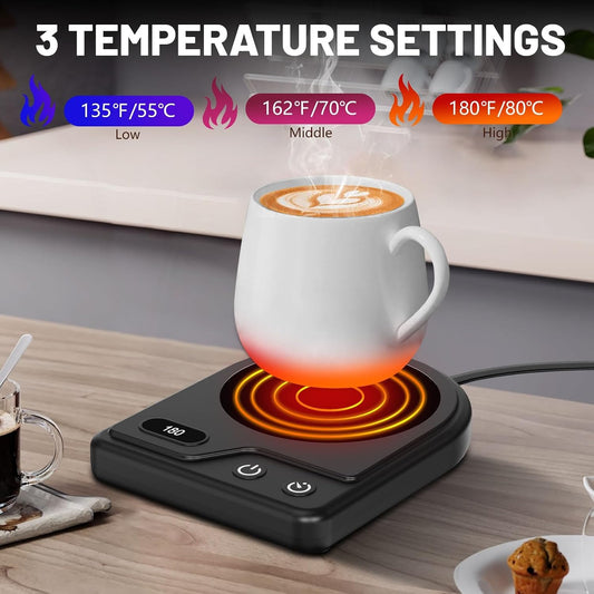 Mug Warmer,Coffee Mug Warmer with 3 Adjustable Temperature Settings,Coffee Warmer with 2-12H Auto Shutoff Functions,Easy to Clean Mug Heater for Desk,Grandma Gifts for Mothers Day