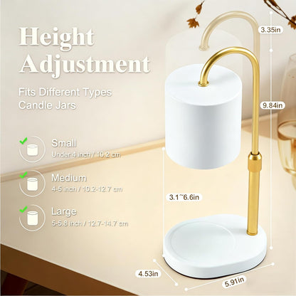 Dreamholder Electric Candle Warmer Lamp with Timer, Dimmable Candle Lamp with Adjustable Height, Wax Melter for Jar Candles Wood Base Floral Home Decor Gifts for Women Mom, Silver Glass