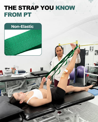 Trideer Non-Elastic Stretching Strap with Loops for Physical Therapy & Rehab, Knee Hip Leg ROM Post-Surgery, Yoga Strap for Stretching, Leg Lifter Strap Mobility Aid, Hamstring Calf Back