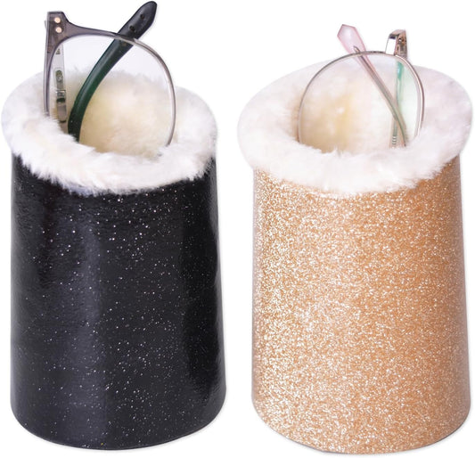 Baitaihem 2 Pack Plush Lined Eyeglasses Holder Stand Protective Glasses Holder For Desks Or Nightstands