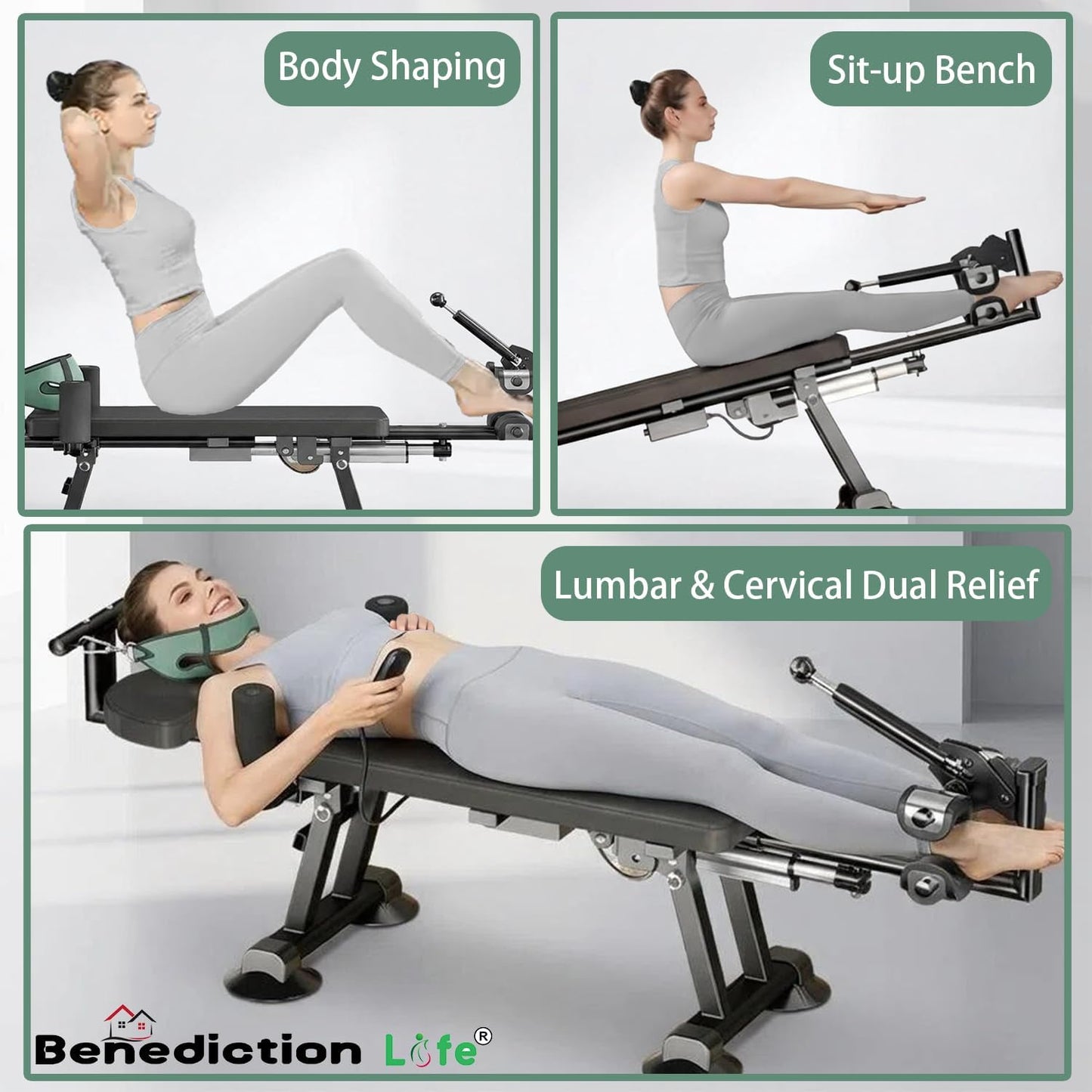 Electric Traction Machine for Neck and Back, Home Spinal Decompression Device for Lower Back Pain Relief, Non-Inversion Spine Stretcher for Safer Daily Use,Lumbar&Cervical Traction Decompression Table