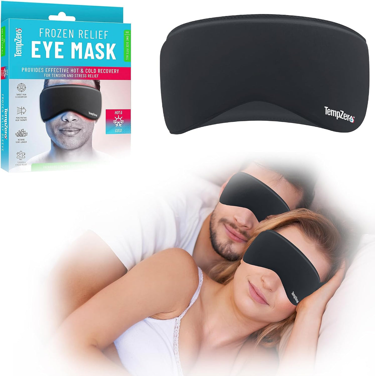 TEMP ZERO Gel Cooling Sleep Eye Mask - Warm Eye Compresses for Dry Eyes, Cooling Eye Masks for Puffy Eyes, Effective Hot & Cold Recovery, Retains Temperature Longer, Tension & Stress Relief