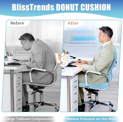 BlissTrends Donut Pillow Seat Cushion, Memory Foam Lifting Cushions(Black)