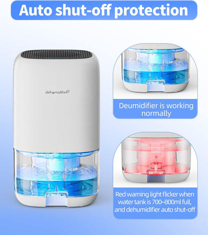 35 OZ Dehumidifier for Bedroom RV, Quiet with Auto Shut Off, Gold | 280 Sq.Ft Small Dehumidifiers for Home Bathroom Closet, 7 Color Light, 28dB Ultra Quiet, 35OZ Water Tank