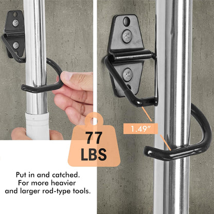 Broom Holder Wall Mount, 12Pack Tool Hangers Garage Wall Hanging Organizer | Heavy Duty Rubber Coated Steel, Large S Garage Hooks for Mop Shovel Rake Shed Garden Lawn Yard Handle Tools Organization