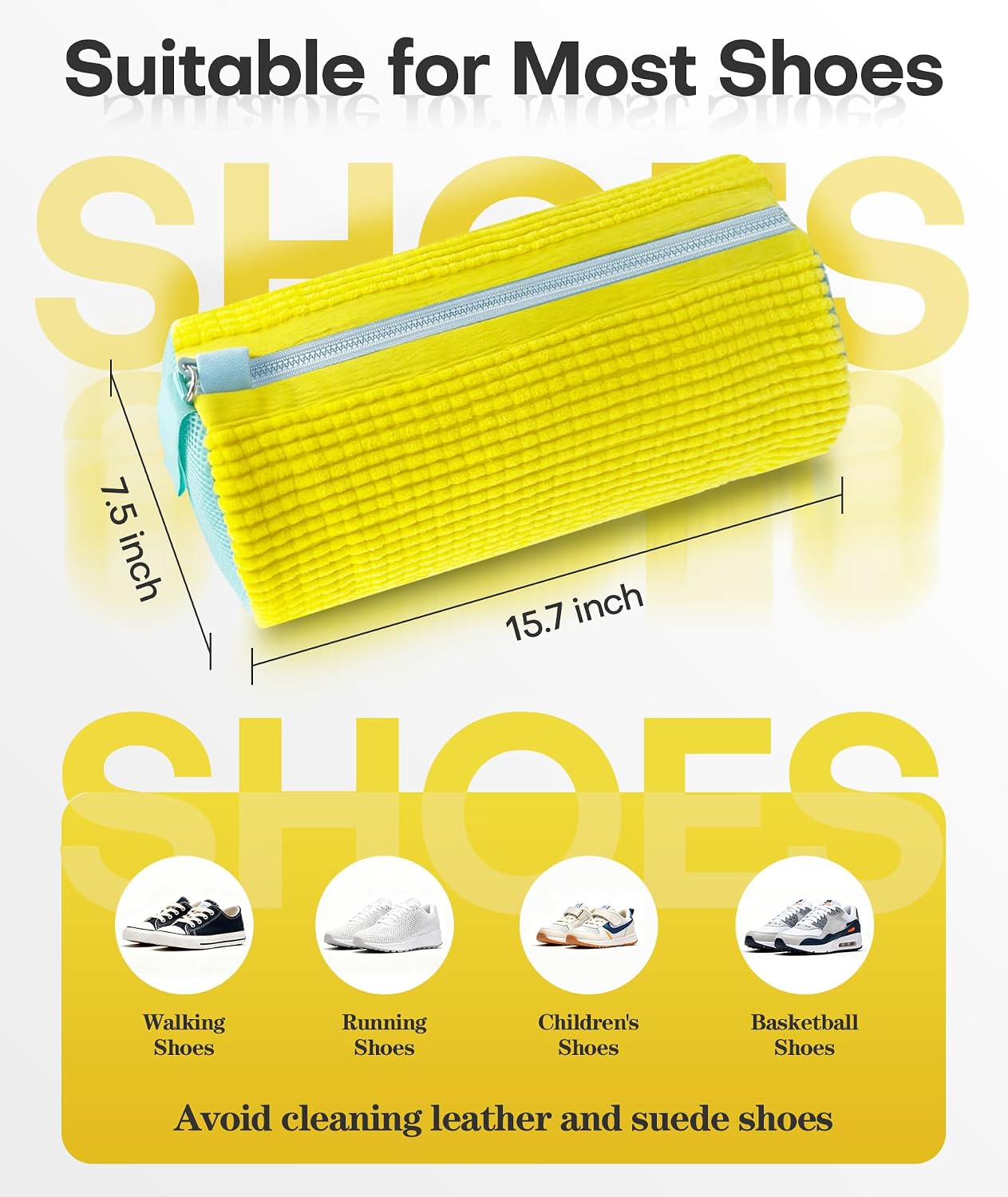 3-IN-1 Laundry & Shoe Washing Machine Bag : Laundry Shoe Bag for Washer & Dryer,Shoe Cleaning Bag for Sneakers,Tennis,Self-locking Zipper & Microfiber,Include 3 Laundry Bag & 2 Shoe Bag