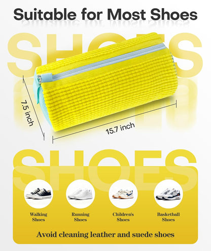 3-IN-1 Laundry & Shoe Washing Machine Bag : Laundry Shoe Bag for Washer & Dryer,Shoe Cleaning Bag for Sneakers,Tennis,Self-locking Zipper & Microfiber,Include 3 Laundry Bag & 2 Shoe Bag