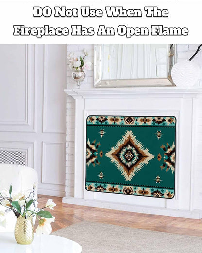 Western Aztec Magnetic Fireplace Cover Decorative Indoor For Brick Fireplace, Rustic Tribal Southwestern Boho Ethnic Insulation Fireplace Blocker Blanket Draft Stop Hot Heat Save Energy, 36"Wx27"H