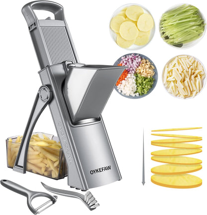 Safe Mandoline Slicer for Kitchen, Potato Slicer for Chips,Vegetable Cutter | Potato Slicer for Chips, 6 in 1 Vegetable slicer with Thickness Adjuster, Faster Kitchen Slicer for Meal Prep (Only Slice)