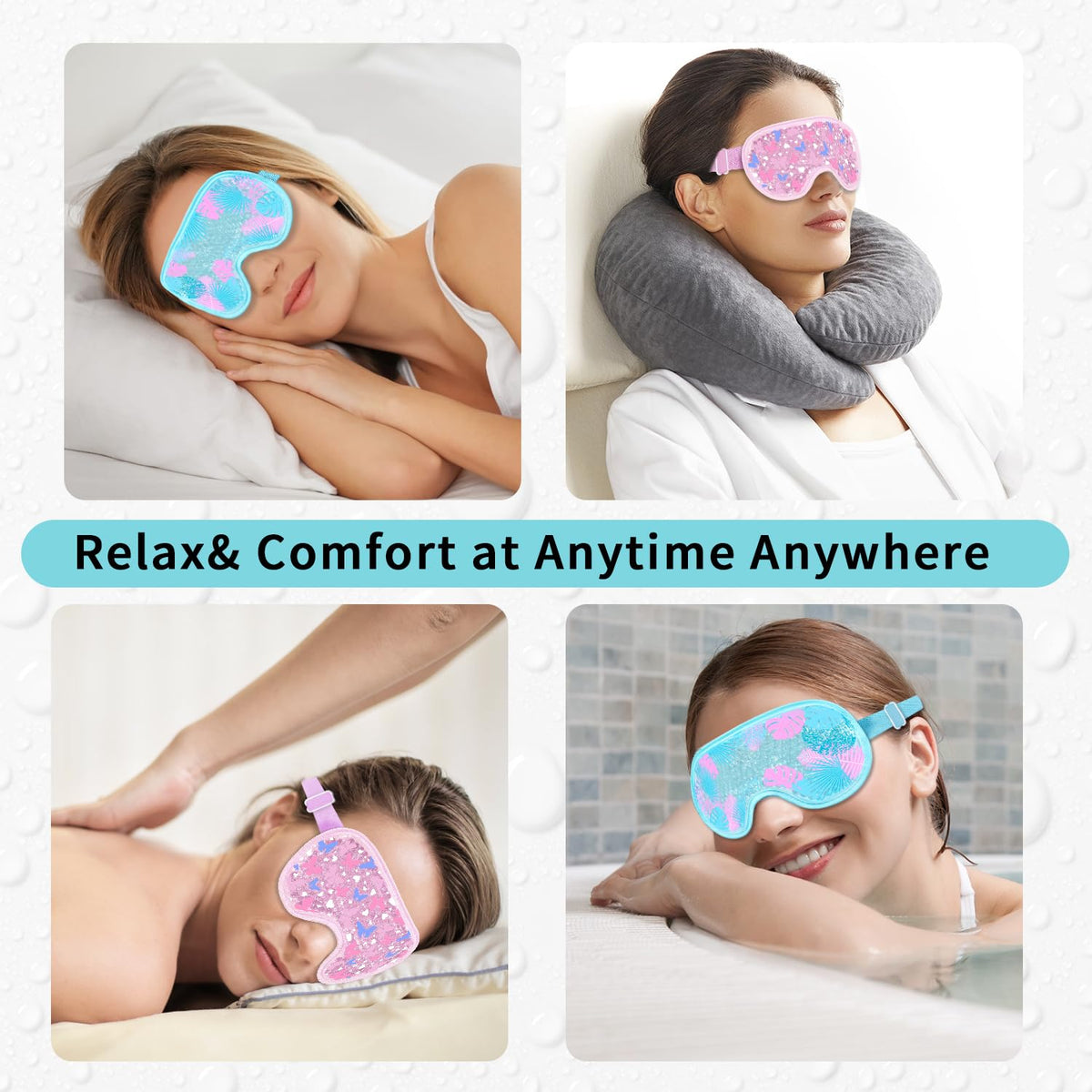 2PCS Cooling Eye Mask Gel Eye Mask, Reusable Hot Cold Therapy