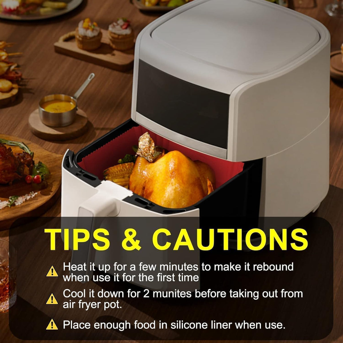 Air Fryer Silicone Liners Square 2 Pack 7.1 Inch Airfryer Liners 4-7 QT Reusable Air Fryer Liners Silicone Pot Oven Liner Baking Tray, Air Fryer Basket Silicone Mat Bowl Air Fryer Accessories Kitchen