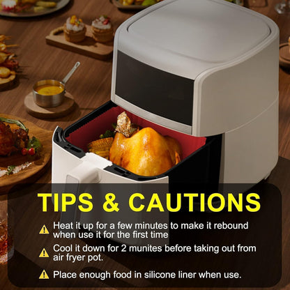 Air Fryer Silicone Liners Square 2 Pack 7.1 Inch Airfryer Liners 4-7 QT Reusable Air Fryer Liners Silicone Pot Oven Liner Baking Tray, Air Fryer Basket Silicone Mat Bowl Air Fryer Accessories Kitchen