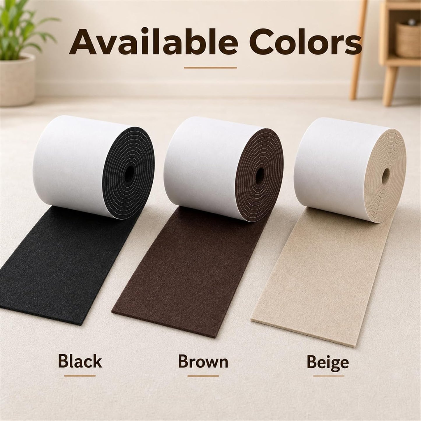 Felt Furniture Pads, Self Adhesive Felt Sheets Roll, Cuttable Felt Pads for Furniture Legs, Heavy Duty Furniture Pads for Hardwood Floors, Chair Wall Protector, Black, 40 x 5 x 0.12 Inch