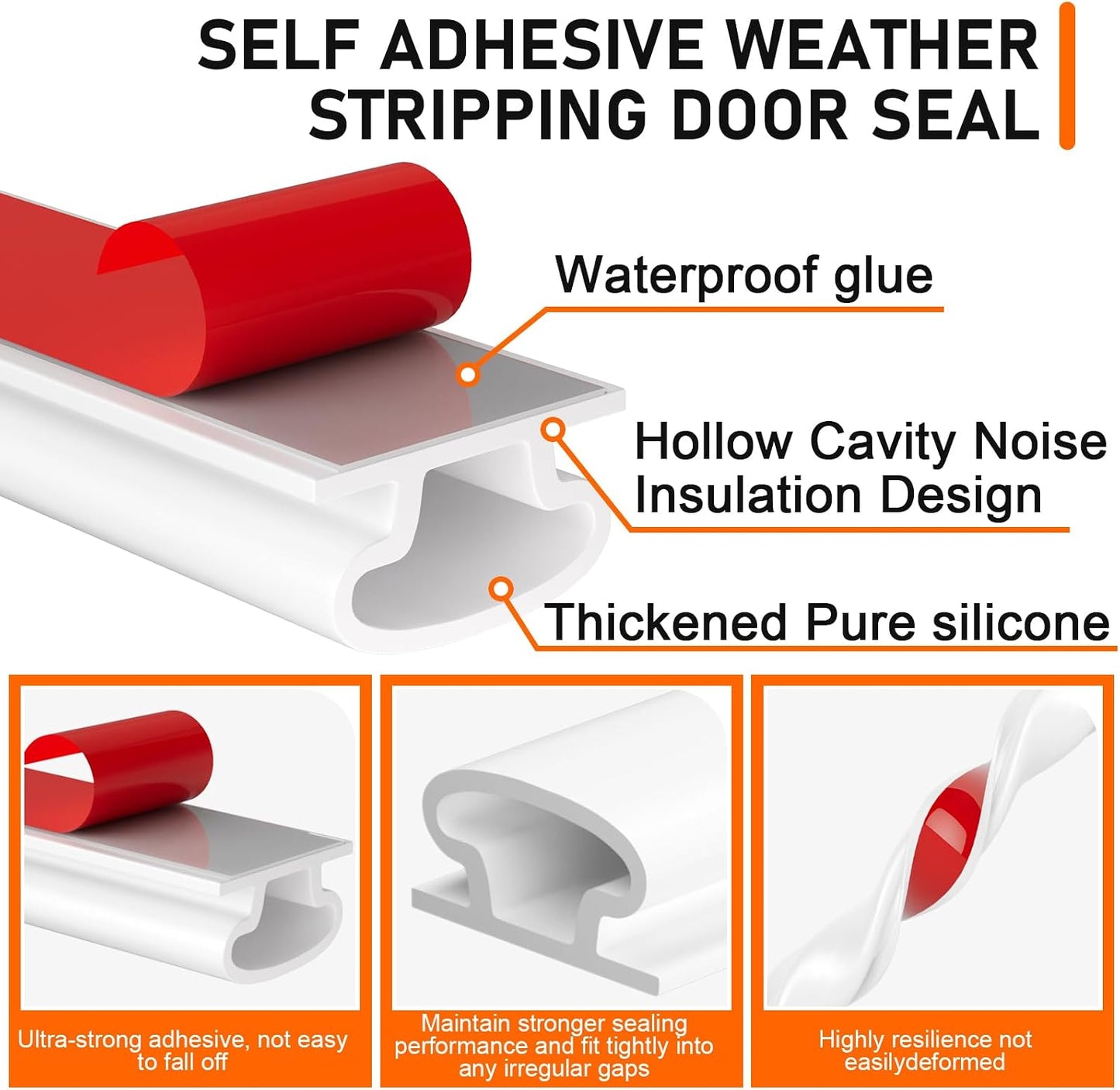 Black Rubber Weather Stripping Door Seal Strip, D Shape Door Weather Seal Strip, Self-Adhesive Soundproofing Frame Insulation Tape for Doors Frame/Window Seal,Blocks Cold Drafts Noise