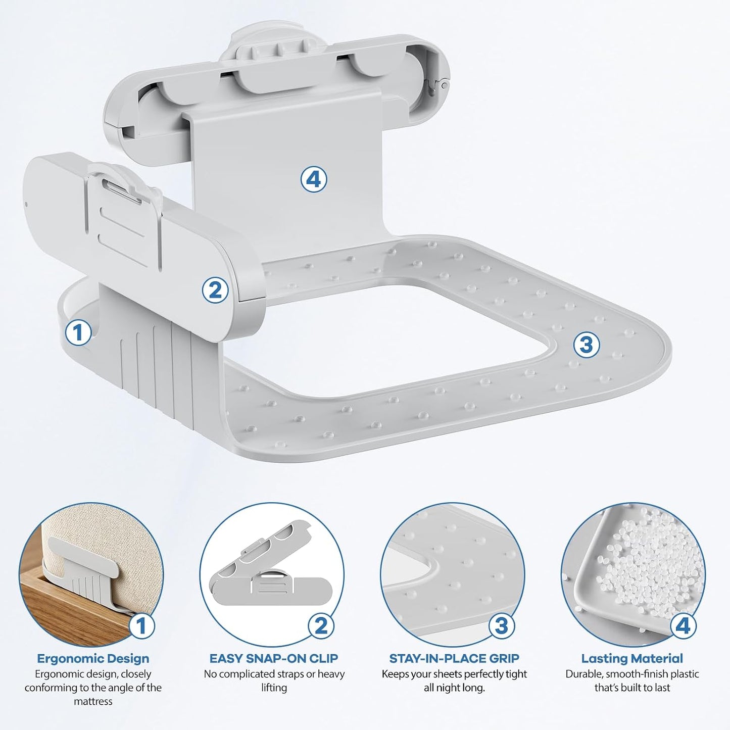 Bed Lock Sheet Holders, New Upgrade Sheet Straps Keep Sheets Firm & Tight, Bed Fitted Sheet Holder for Corners, Sheet Clips, Mattress Sheet Holder Strap, Sheet Secure Lock Fasteners White
