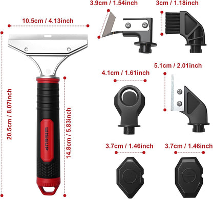 WISEUP Caulking Tool，6 in 1 Caulk Remover Tool with Grout Scraper，Brush | Caulking Tool Kit for Kitchen,Bathroom,Window,Door