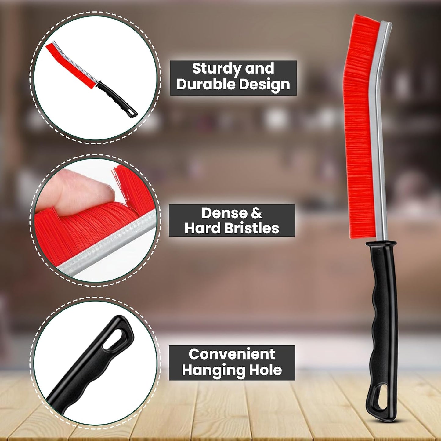 Crevice Cleaning Brush Set – 3Pcs Hard Bristle Cleaning Tools for Grout, Tile Floors, Gaps & Narrow Spaces – Small Grout Scrub Brush for Cleaning Bathroom, Shower, Window Tracks, Kitchen | Grout Scrub Brush for Tile Floors, Bathroom, Shower, Window