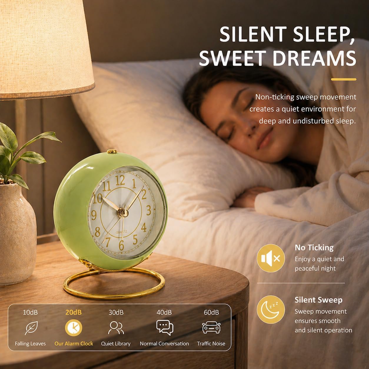 AYRELY® Battery Operated Analog Desk Alarm Clock with Light, Table Clock | Retro Aesthetic Clock with Silent Non-Ticking Movement for Bedside, Bedroom, Kitchen, Office, Travel & Kids' Room(Light Pink)
